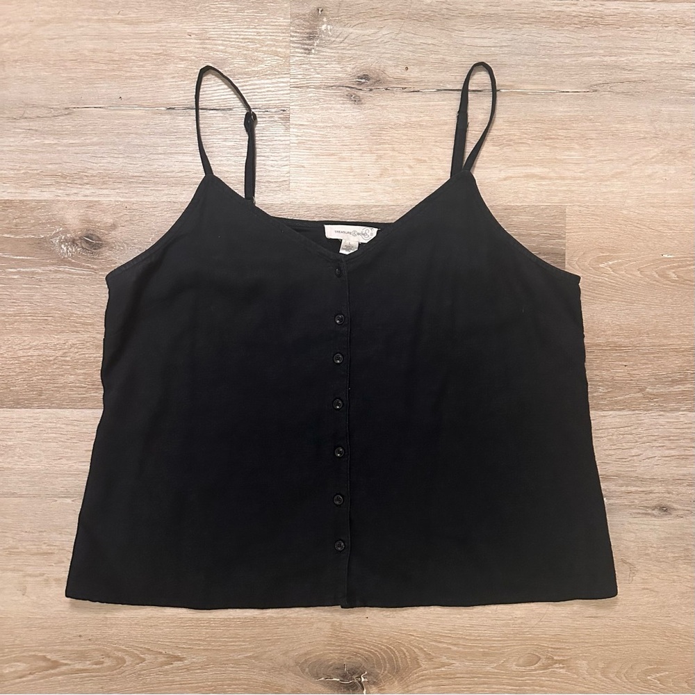 Women’s Linen Button Down Tank Top Size Large